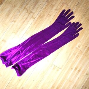 Purple Velvet long evening gloves